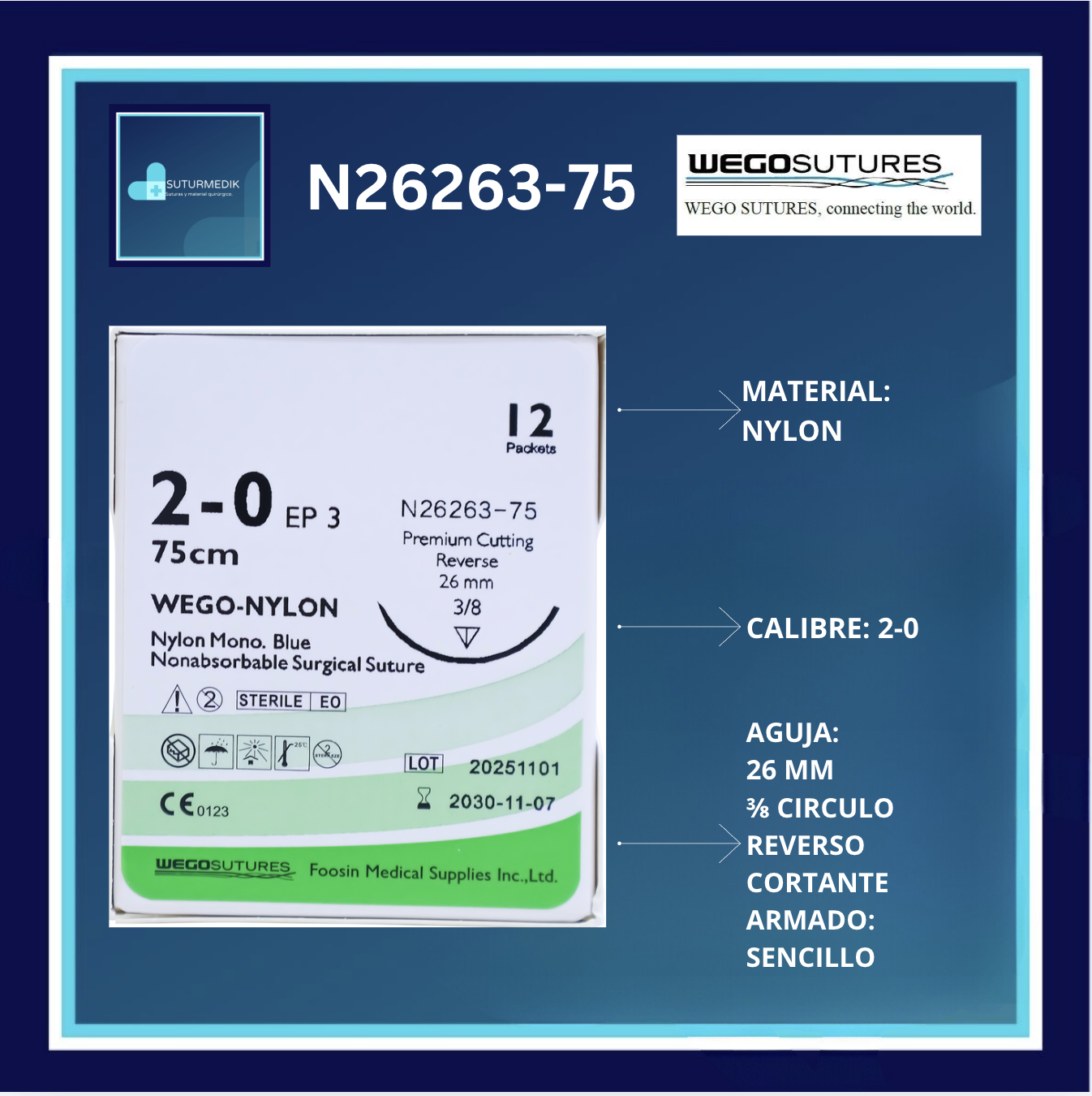 NYLON 2-0 N26263-75 WEGO C/12